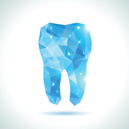 Blue geometric illustration of tooth.