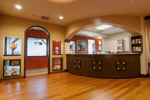 Front desk and entryway at Fusion Dental Specialists in Happy Valley, OR.