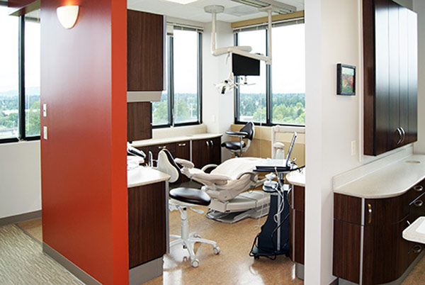 Dental exam room at Fusion Dental Specialists, in Happy Valley, OR.
